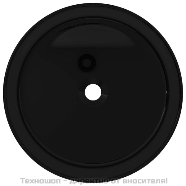 Керамична мивка, кръгла, черна, 40x15 см