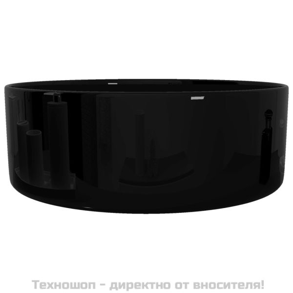 Керамична мивка, кръгла, черна, 40x15 см