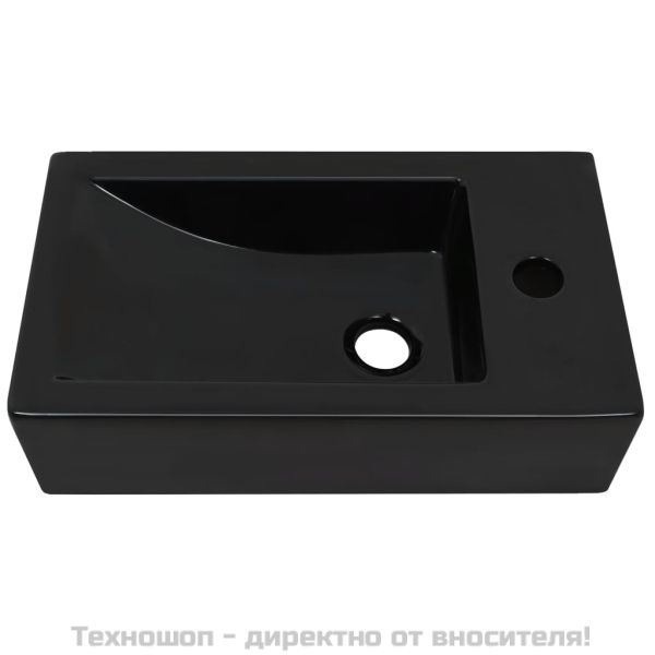 Правоъгълна мивка с отвор за смесител, черна, 46x25,5x12 см