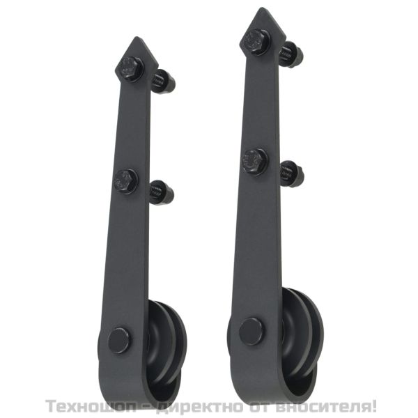 Комплект механизъм за плъзгаща врата, 183 см, стомана, черен