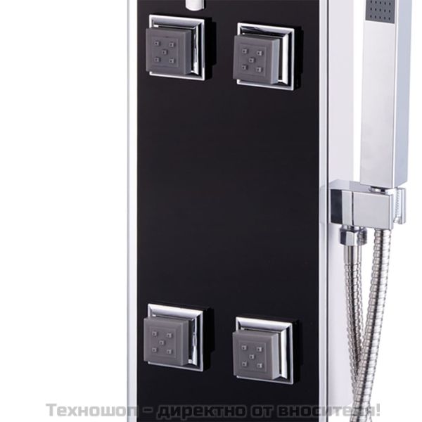 Душ панел, стъклен, 18x42,1x120 см, черен