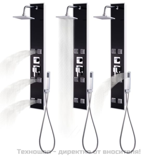 Душ панел, стъклен, 18x42,1x120 см, черен