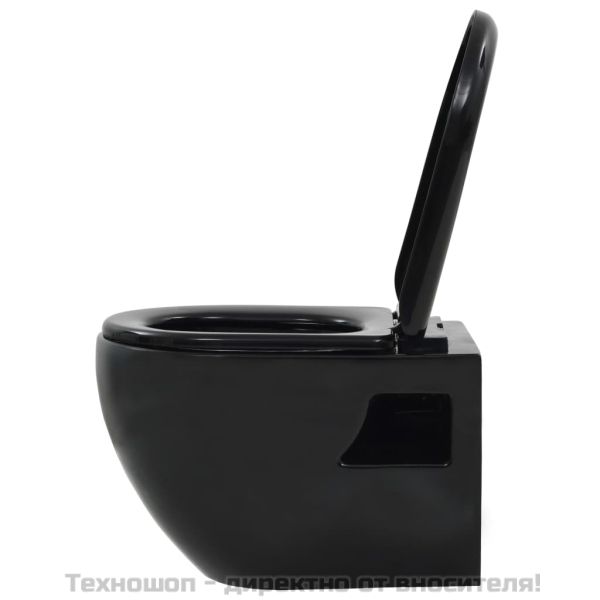 Окачена тоалетна чиния, керамична, черна