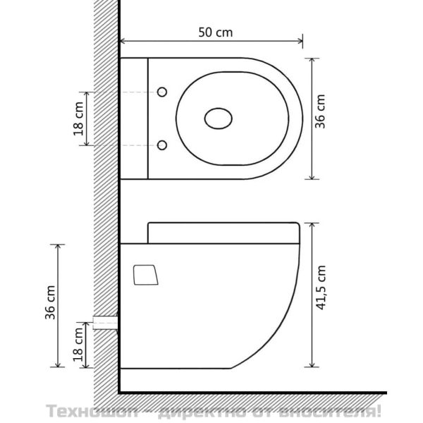 Окачена тоалетна чиния, керамична, черна