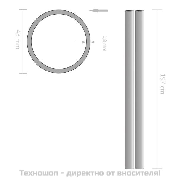 Тръби неръждаема стомана, 2 бр, кръгли, V2A, 2 м, Ø48x1,8 мм