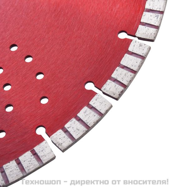 Диамантен режещ диск с турбо и отвори, стомана, 350 мм