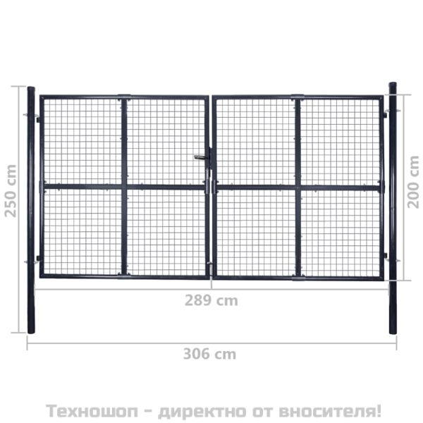 Градинска мрежеста порта, поцинкована стомана, 300x200 см, сива