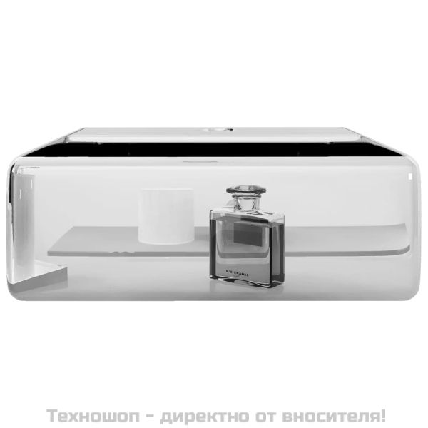 Мивка с отвор за смесител, 38x30x11,5 см, керамична, сребриста