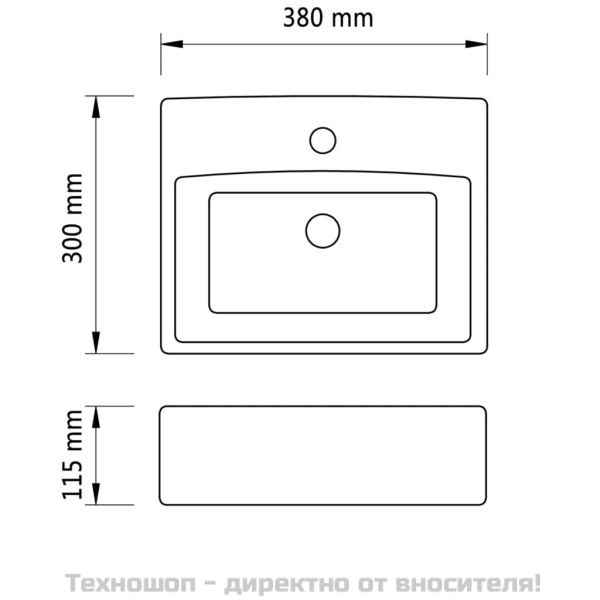 Мивка с отвор за смесител, 38x30x11,5 см, керамична, сребриста