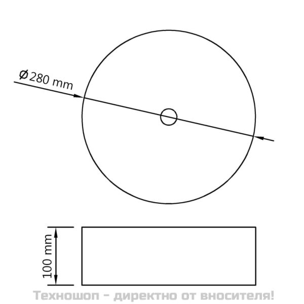 Мивка, 28x10 см, керамична, сребриста