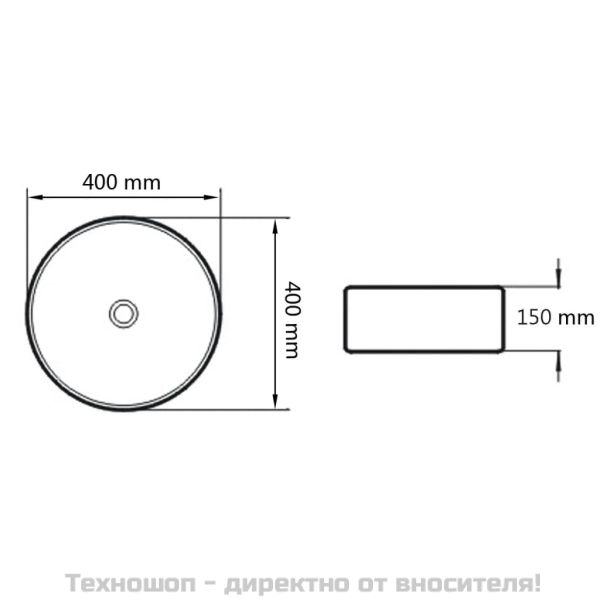 Мивка, 40x15 см, керамична, сребриста