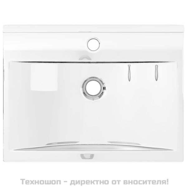 Мивка с преливник, 60x46x16 см, керамична, сребриста