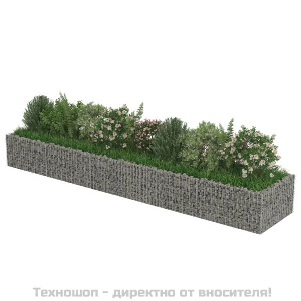Габион повдигната леха, поцинкована стомана, 450x90x50 cм