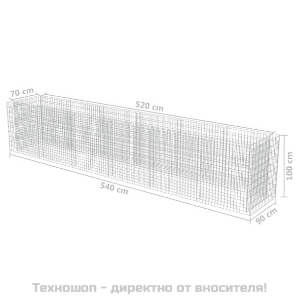 Габион повдигната леха, поцинкована стомана, 540x90x100 cм