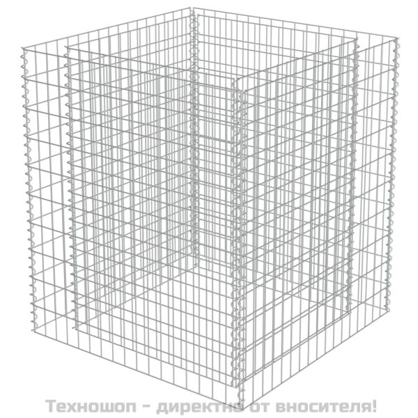 Габион повдигната леха, поцинкована стомана, 90x90x100 cм