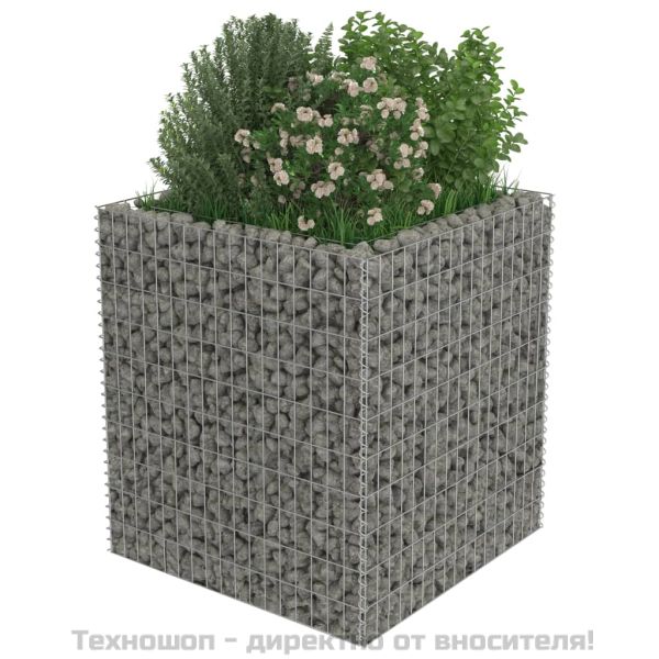 Габион повдигната леха, поцинкована стомана, 90x90x100 cм