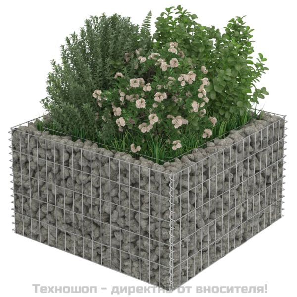 Габион повдигната леха, поцинкована стомана, 90x90x50 cм