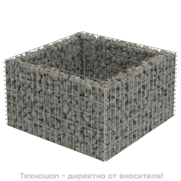 Габион повдигната леха, поцинкована стомана, 90x90x50 cм