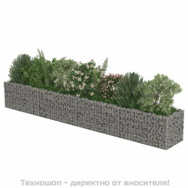 Габион повдигната леха, поцинкована стомана, 360x50x50 cм