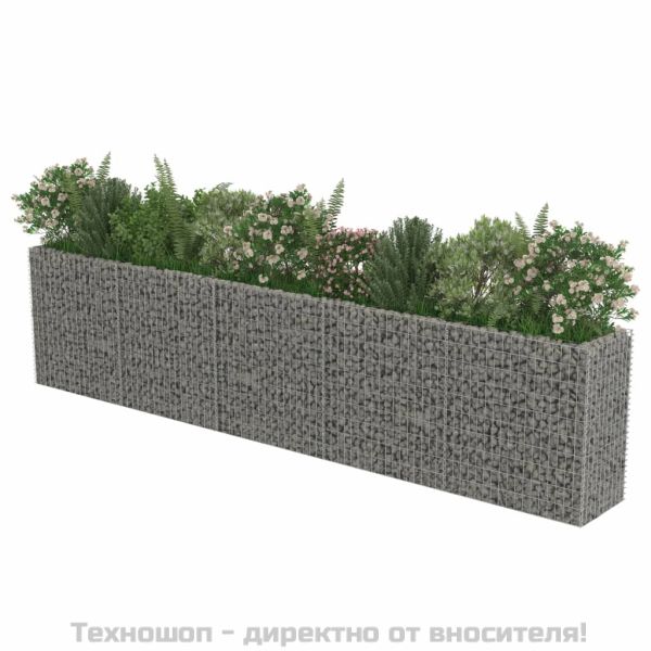 Габион повдигната леха, поцинкована стомана, 450x50x100 cм