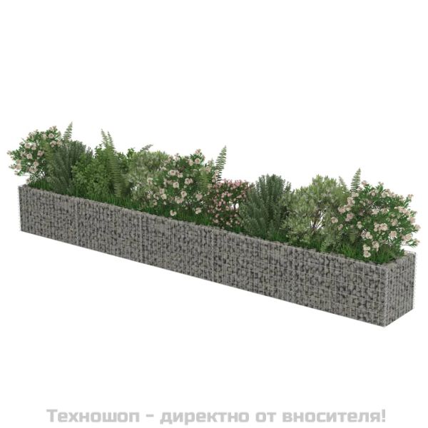 Габион повдигната леха, поцинкована стомана, 450x50x50 cм