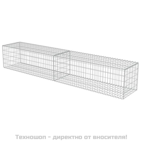 Габионна стена с капаци, поцинкована стомана, 300x50x50 см