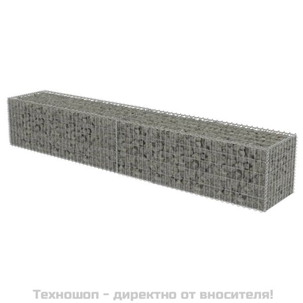 Габионна стена с капаци, поцинкована стомана, 300x50x50 см