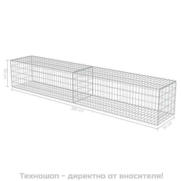 Габионна стена с капаци, поцинкована стомана, 300x50x50 см