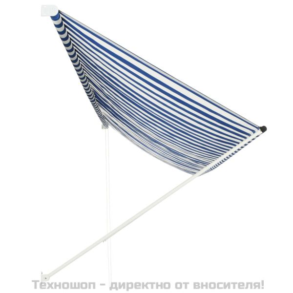 Сенник с падащо рамо, 400x150 см, синьо и бяло