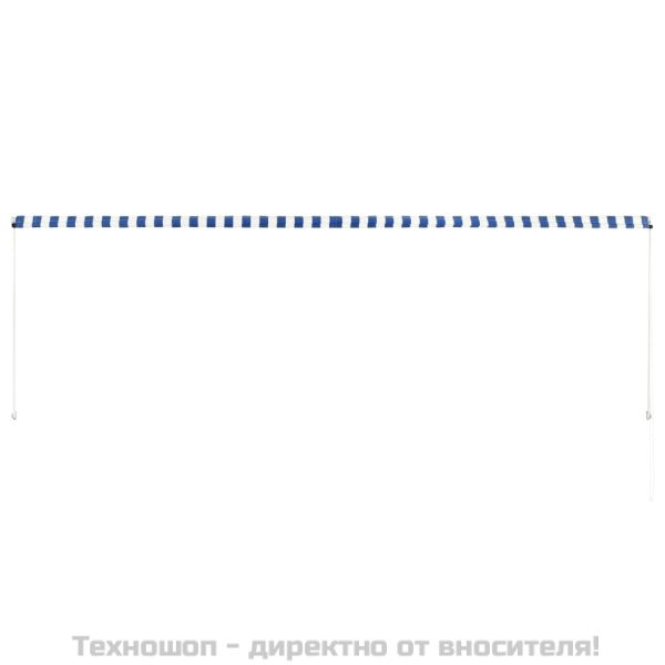 Сенник с падащо рамо, 400x150 см, синьо и бяло