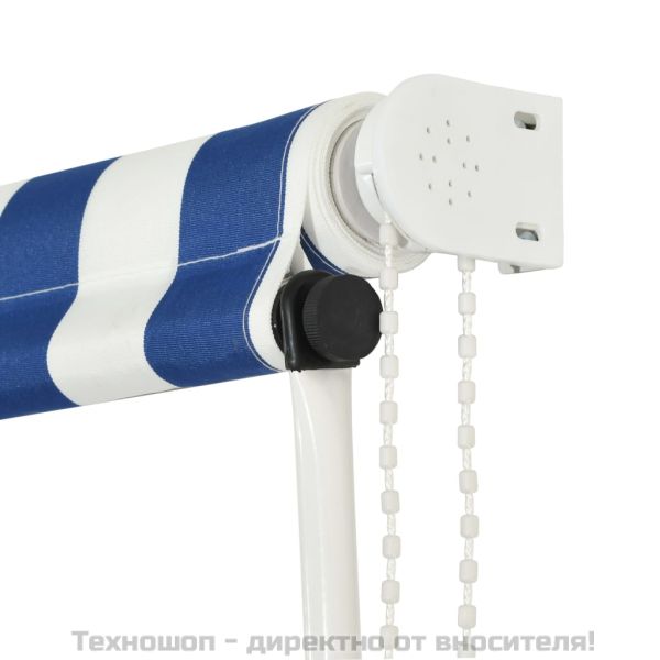 Сенник с падащо рамо, 400x150 см, синьо и бяло