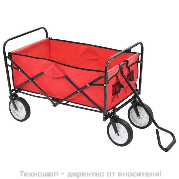 Сгъваема ръчна количка, стомана, червена