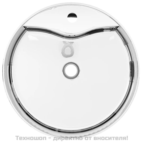 Мивка с преливник, 46,5x15,5 см, керамична, сребриста