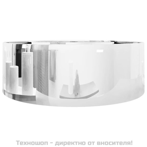 Мивка с преливник, 46,5x15,5 см, керамична, сребриста