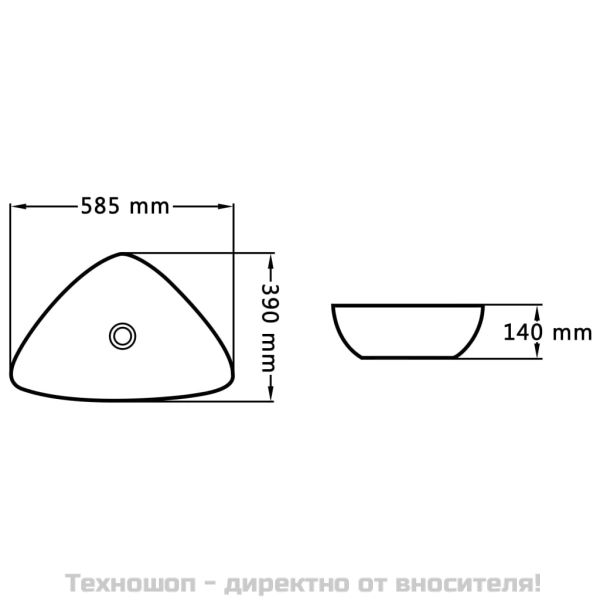 Мивка, 58,5x39x14 см, керамична, черна