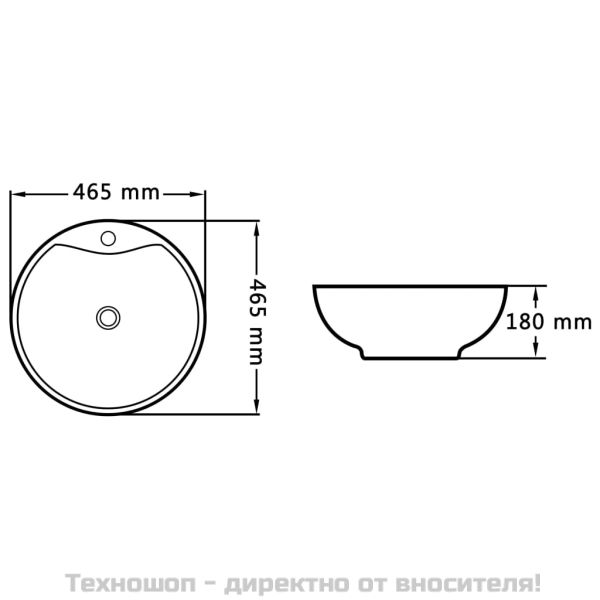 Мивка с преливник, 46,5x18 см, керамична, черна