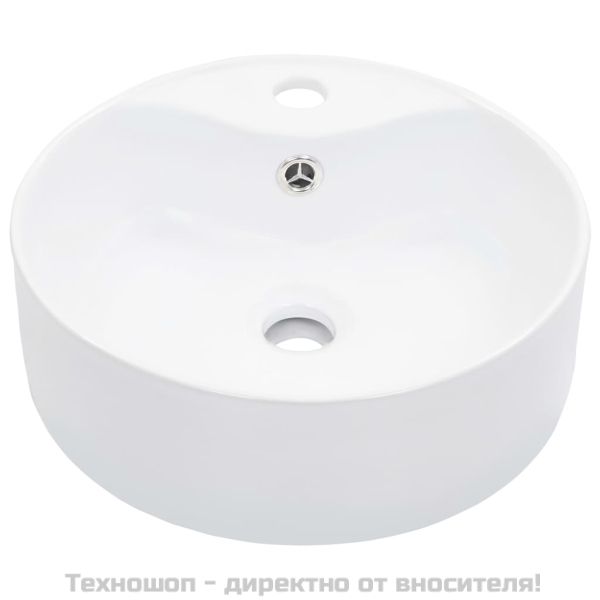 Мивка с преливник, 36x13 см, керамична, бяла