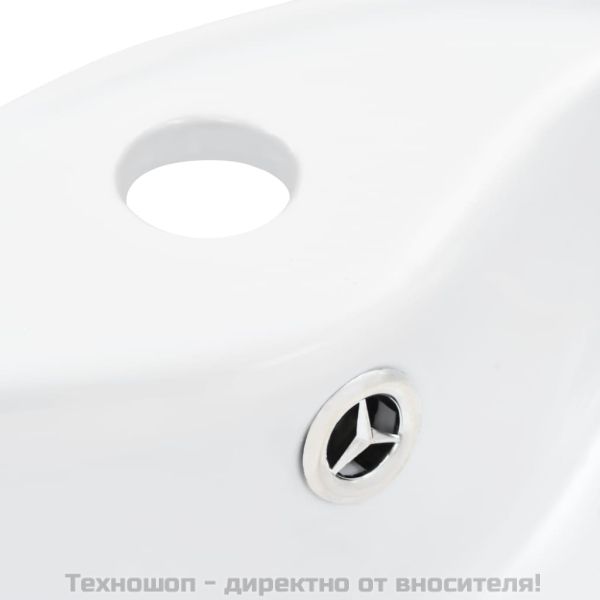 Мивка с преливник, 36x13 см, керамична, бяла