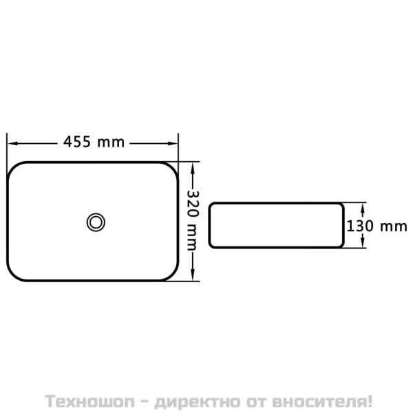 Мивка, 45,5x32x13 см, керамична, черна