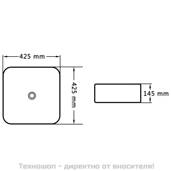 Мивка, 42,5x42,5x14,5 см, керамична, бяла