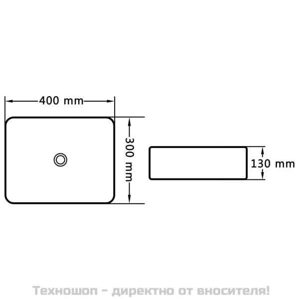 Мивка, 40x30x13 см, керамична, бяла