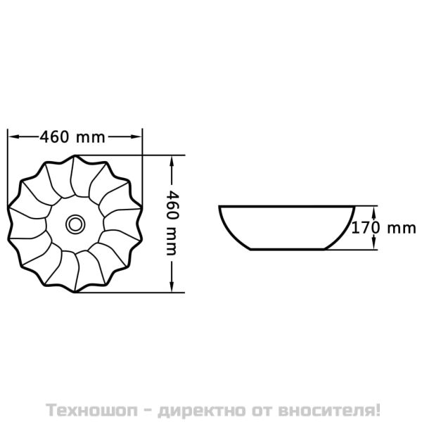 Мивка, 46x17 см, керамична, черна