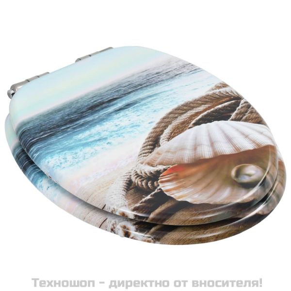 Тоалетна седалка с плавно затваряне, МДФ капак, морски дизайн