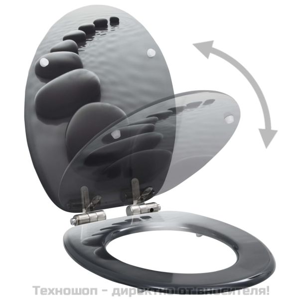 Тоалетна седалка с плавно затваряне, МДФ капак, дизайн с камъни