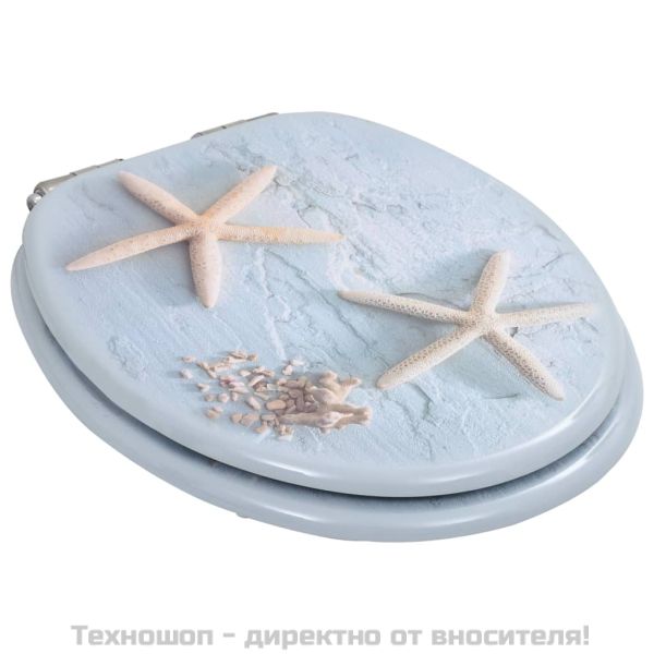 Тоалетна седалка с плавно затваряне, МДФ капак, морски звезди