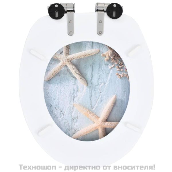 Тоалетна седалка с плавно затваряне, МДФ капак, морски звезди