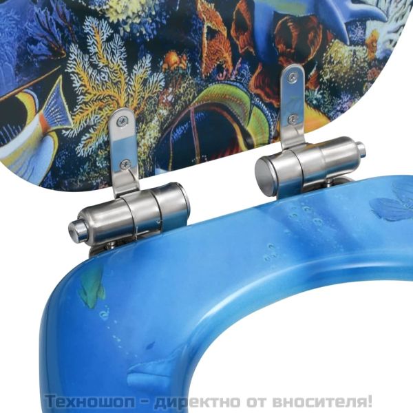 Тоалетна седалка с плавно затваряне, МДФ капак, дизайн делфини