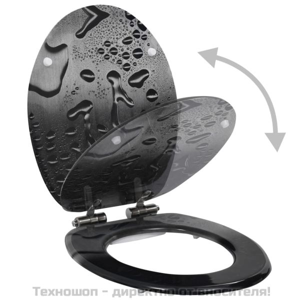 Тоалетна седалка с плавно затваряне, МДФ капак, водни капки