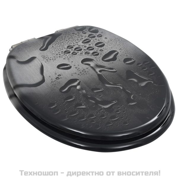 Тоалетна седалка с плавно затваряне, МДФ капак, водни капки