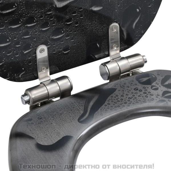 Тоалетна седалка с плавно затваряне, МДФ капак, водни капки